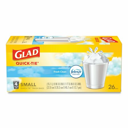 Glad 4 gal Trash Bags, 8 in x 18 in, Standard-Duty, .5 Mil, White, 156 PK 78812